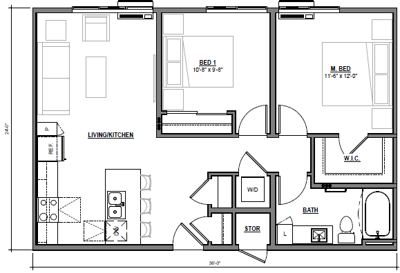 2 Bedroom A floor plan